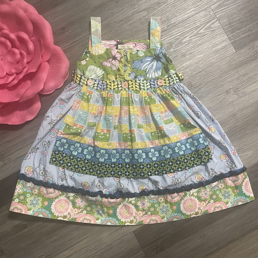 MATILDA JANE Girls Sz 8 Its a Wonderful Parade No‎ Knot Apron Dress Elephant